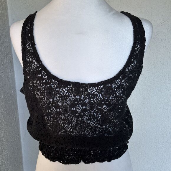 Boutique Black Poppy Lace Crop Top Size Small - Picture 2 of 7